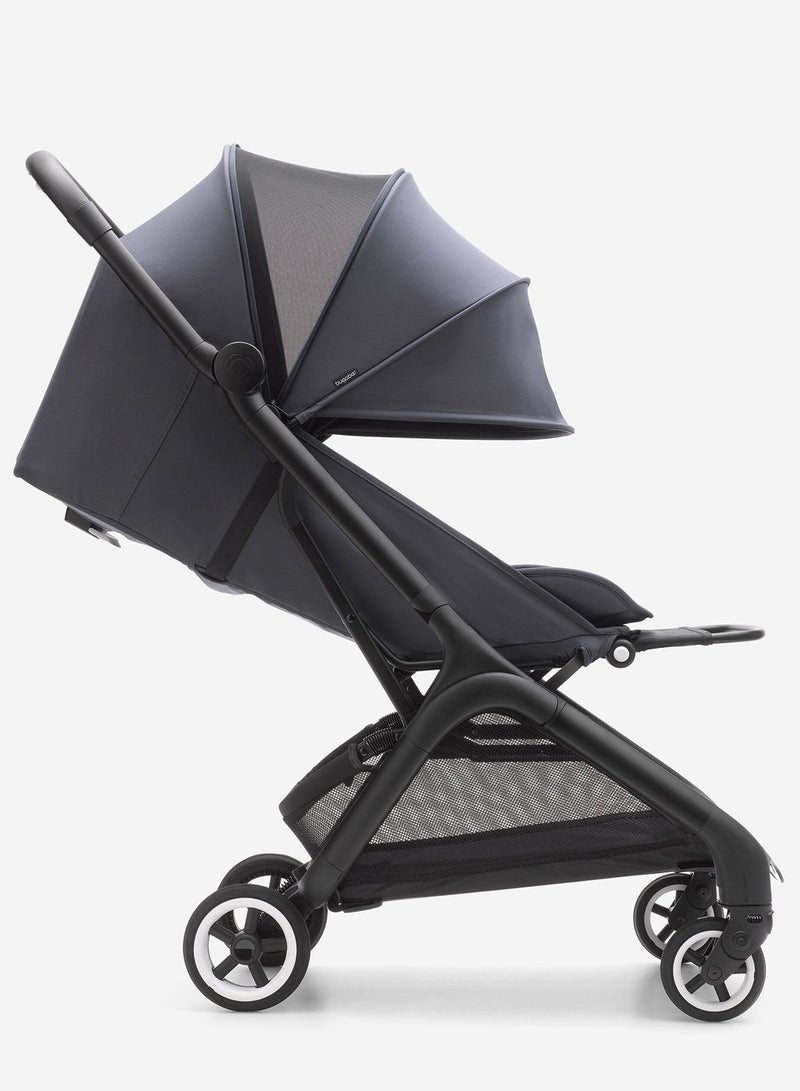 Butterfly Ultra Compact Travel Pram, Small And Lightweight, One - Handed Foldable And Easy To Steer, Ergonomic City Pram For Babies From 6 Months , With Lots of Storage Space, Stormy Blue