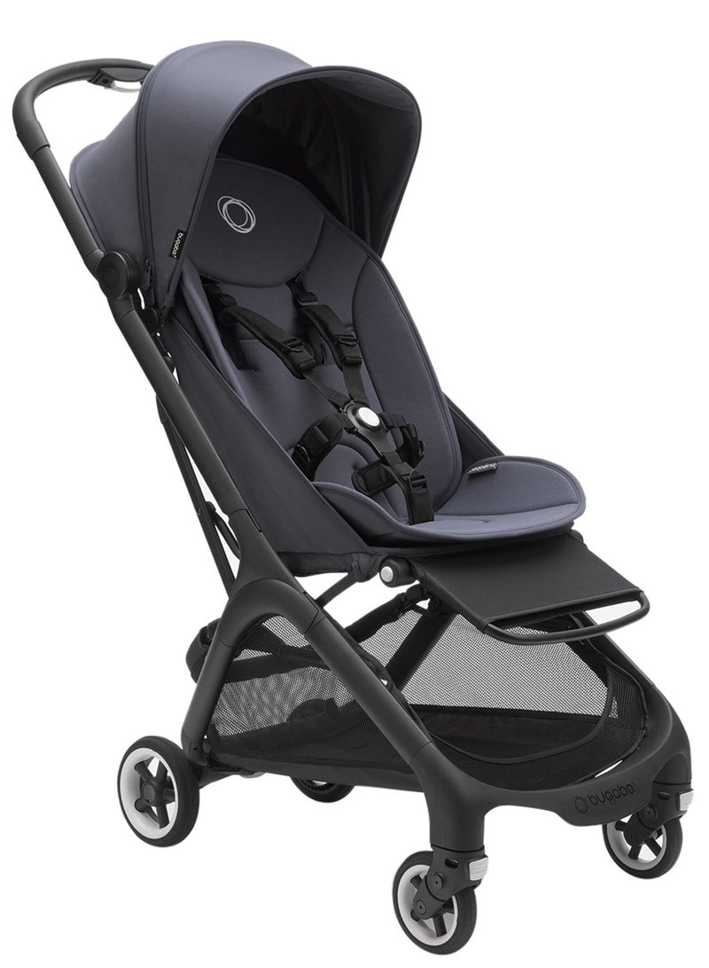 Butterfly Ultra Compact Travel Pram, Small And Lightweight, One - Handed Foldable And Easy To Steer, Ergonomic City Pram For Babies From 6 Months , With Lots of Storage Space, Stormy Blue
