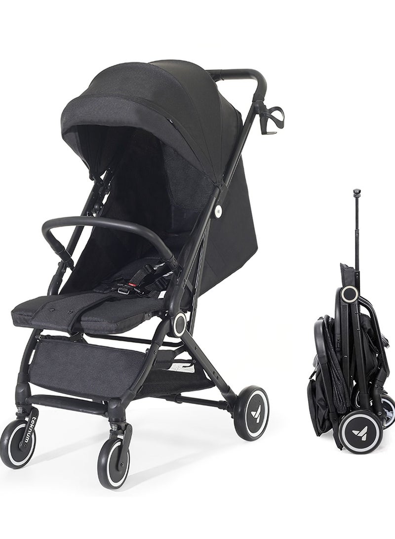 Travel Cabin Stroller with Extra Wide Canopy, Reclining Seat, Breathable Fabric - Black, 0m+ - 22kg
