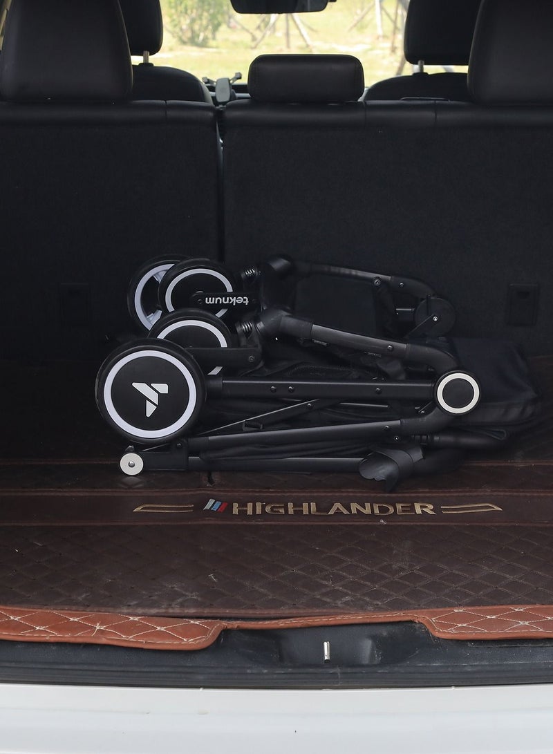 Travel Cabin Stroller with Extra Wide Canopy, Reclining Seat, Breathable Fabric - Black, 0m+ - 22kg