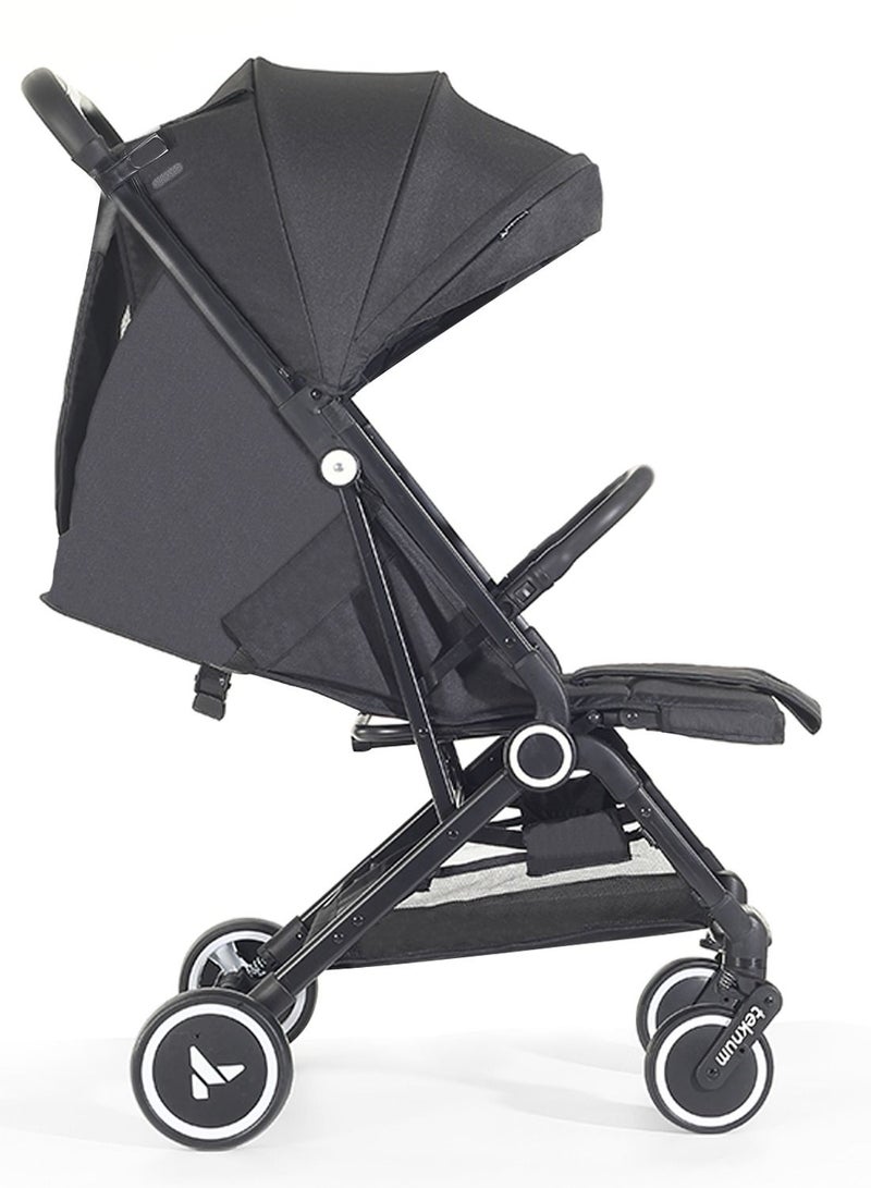 Travel Cabin Stroller with Extra Wide Canopy, Reclining Seat, Breathable Fabric - Black, 0m+ - 22kg