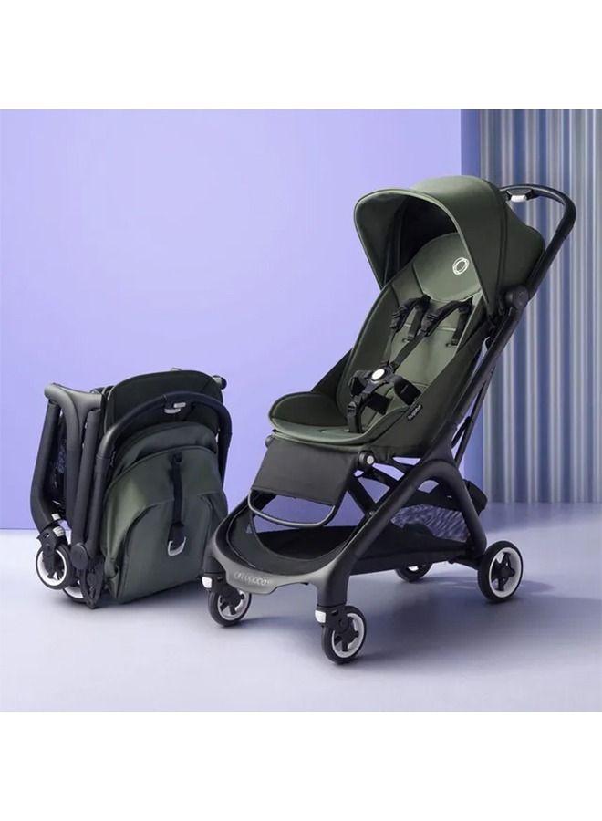 Butterfly Ultra Compact Travel Pram, Small And Lightweight, One - Handed Foldable And Easy To Steer, Ergonomic City For Babies From 6 Months , With Lots of Storage Space, Midnight Black