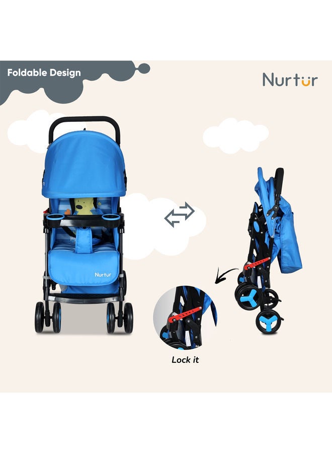 Ryder Lightweight Baby Stroller Storage Basket Detachable Food Tray 5 Point Harness Adjustable Canopy Reclining Seat And Leg Rest