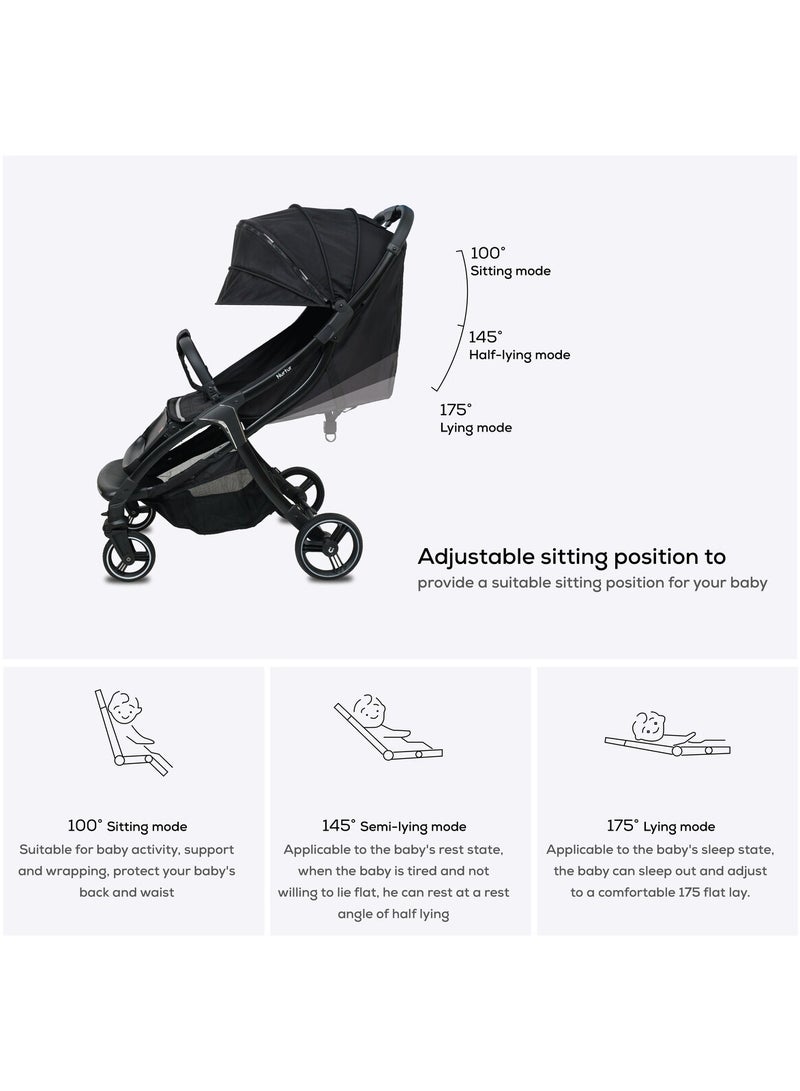 Nurtur Aluminum Alloy Baby Stroller with Storage Basket Detachable Bumper 5 Point Safety Harness Compact Foldable Design