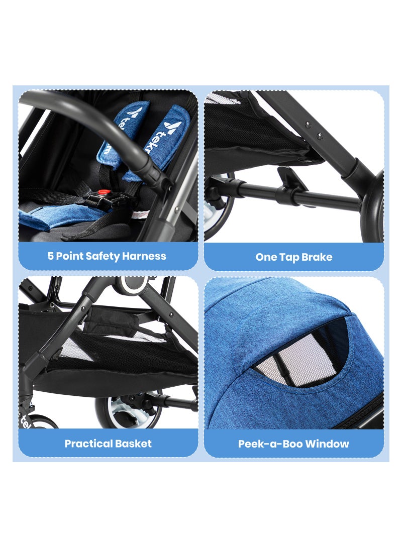 Travel Cabin Stroller With Coffee Cup Holder - Blue