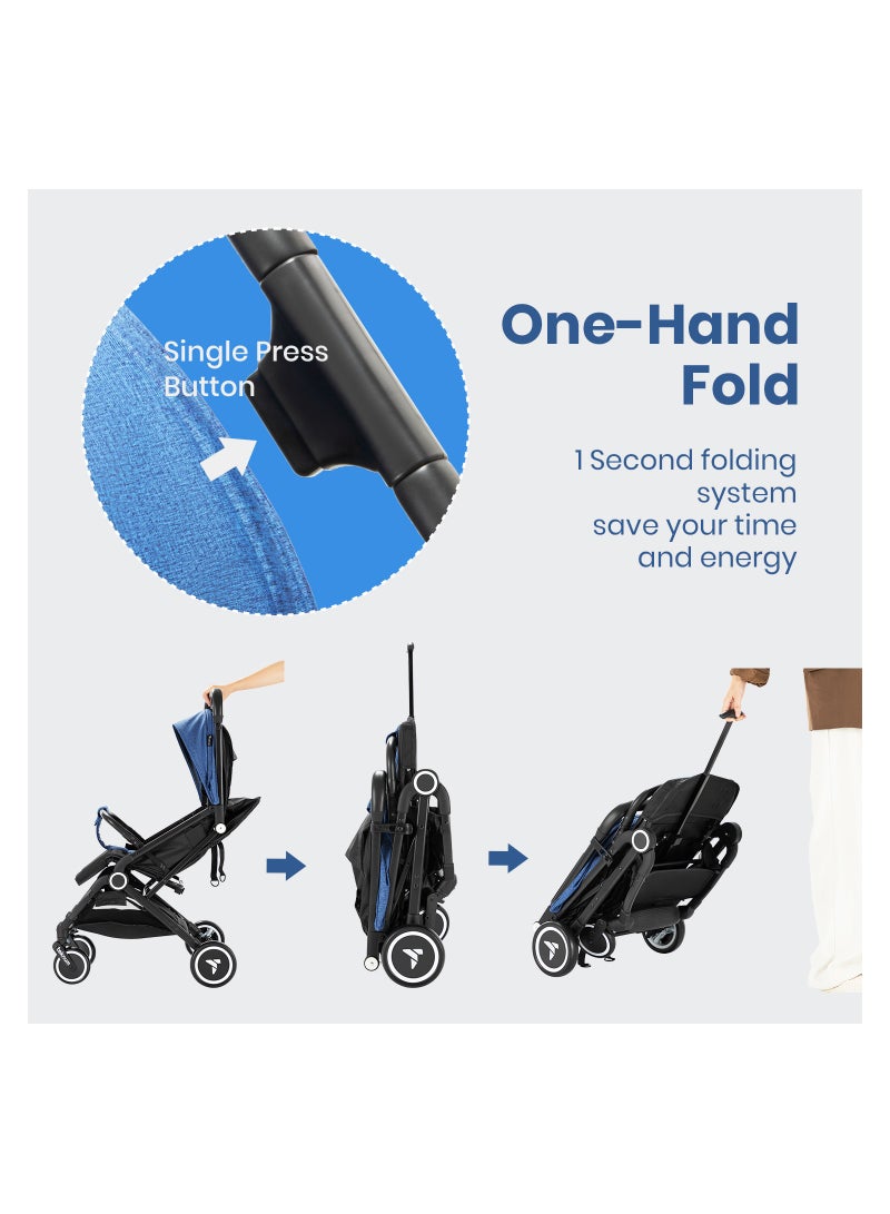 Travel Cabin Stroller With Coffee Cup Holder - Blue