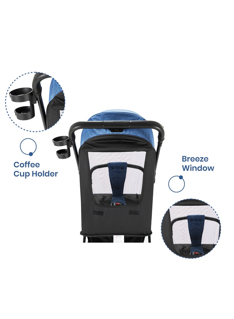 Travel Cabin Stroller With Coffee Cup Holder - Blue