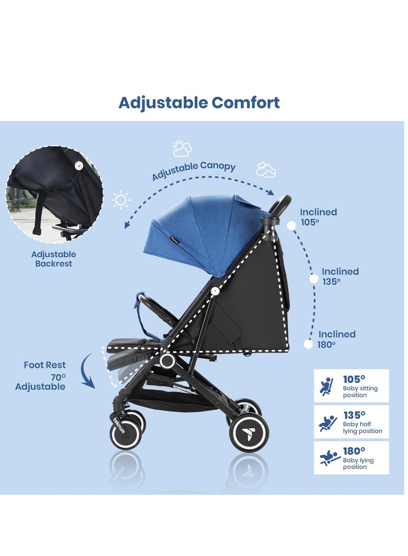 Travel Cabin Stroller With Coffee Cup Holder - Blue