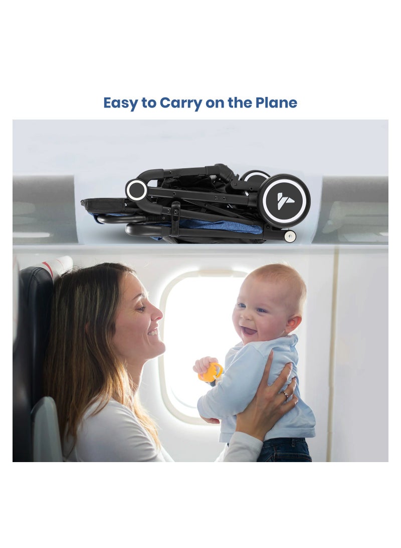 Travel Cabin Stroller With Coffee Cup Holder - Blue