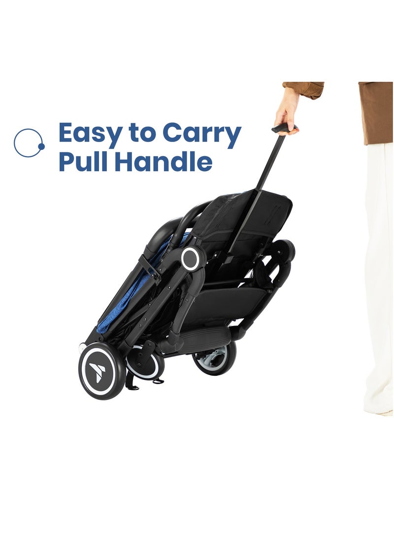 Travel Cabin Stroller With Coffee Cup Holder - Blue
