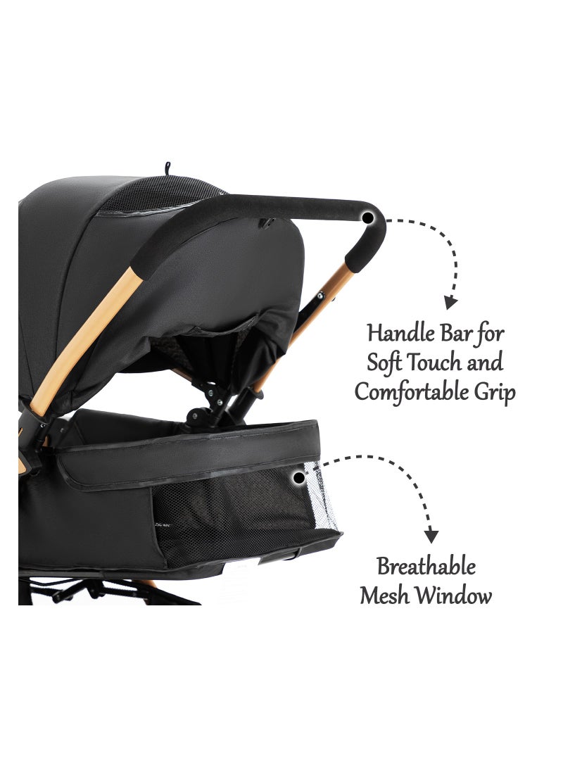 Reversible Trip2 Stroller With Extra-wide Canopy - Black