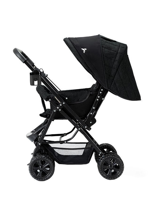 Reversible Look At Me Stroller - Black With Signature Diaper Bag - Grey