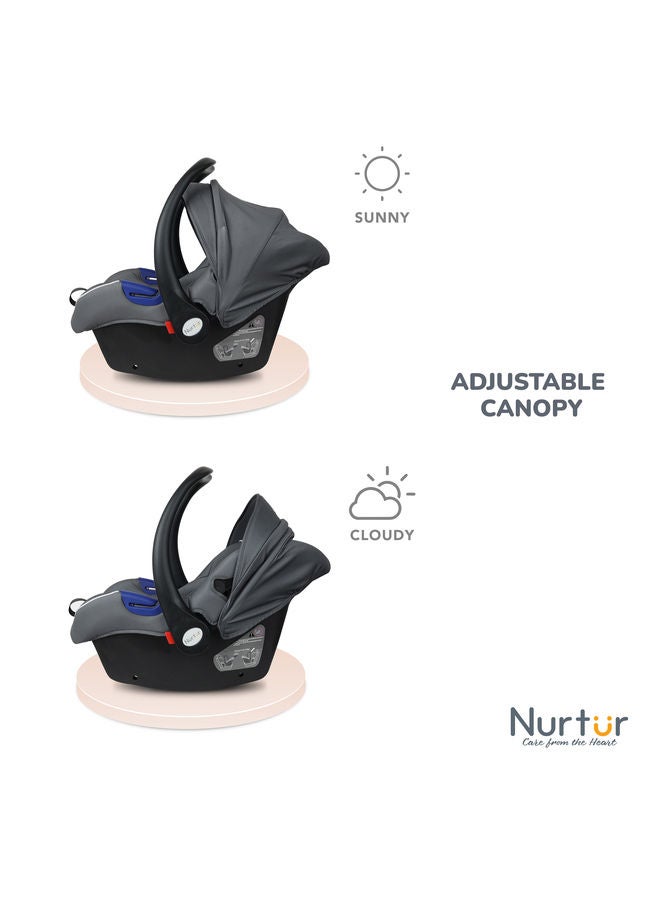 Nemo Baby Carrier Adjustable Canopy And Handle Extra Protection 3 Point Safety Harness Suitable From 0+, 0-13kg Grey