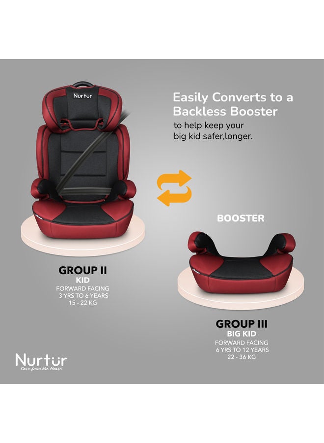 3-In-1 Jupiter Baby/Kids Car Seat, Booster Seat With Adjustable Backrest Extra Protection, 5 Point Safety Harness, 3 To 12 Years, 15 - 36 Kg (Official Nurtur Product)