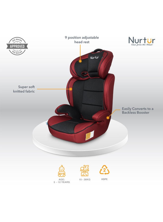 3-In-1 Jupiter Baby/Kids Car Seat, Booster Seat With Adjustable Backrest Extra Protection, 5 Point Safety Harness, 3 To 12 Years, 15 - 36 Kg (Official Nurtur Product)