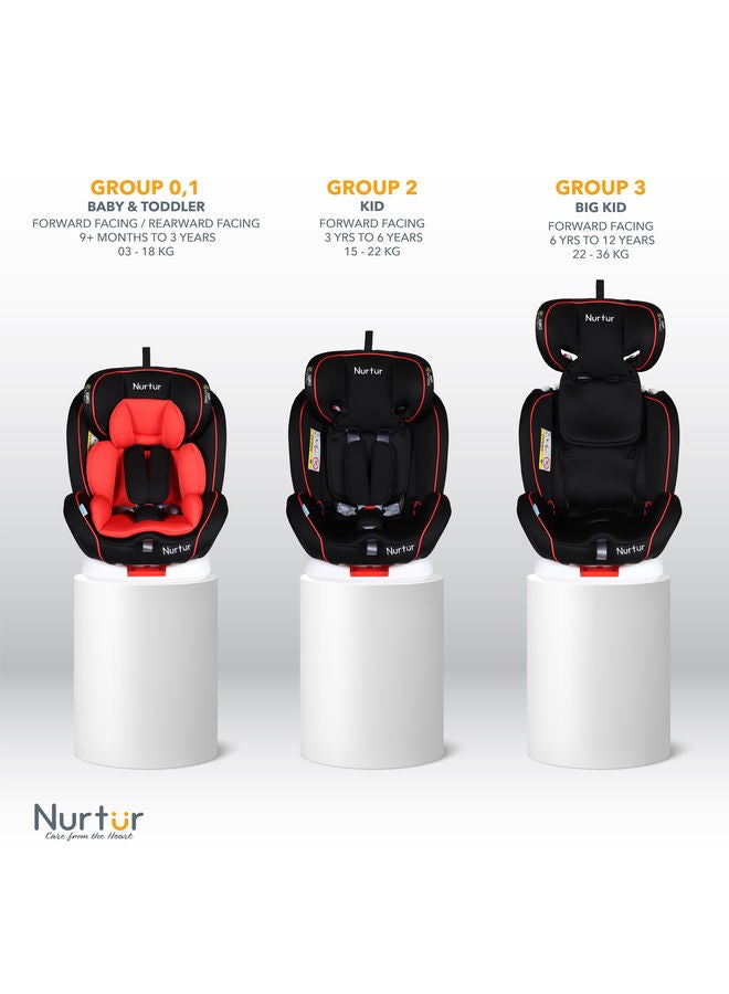 Ultra Baby Kids 4in1 Car Seat 360 Rotation ISOFIX  9Level Adjustable Headrest and Canopy 0 months to 12 years Upto 36kg Official Product