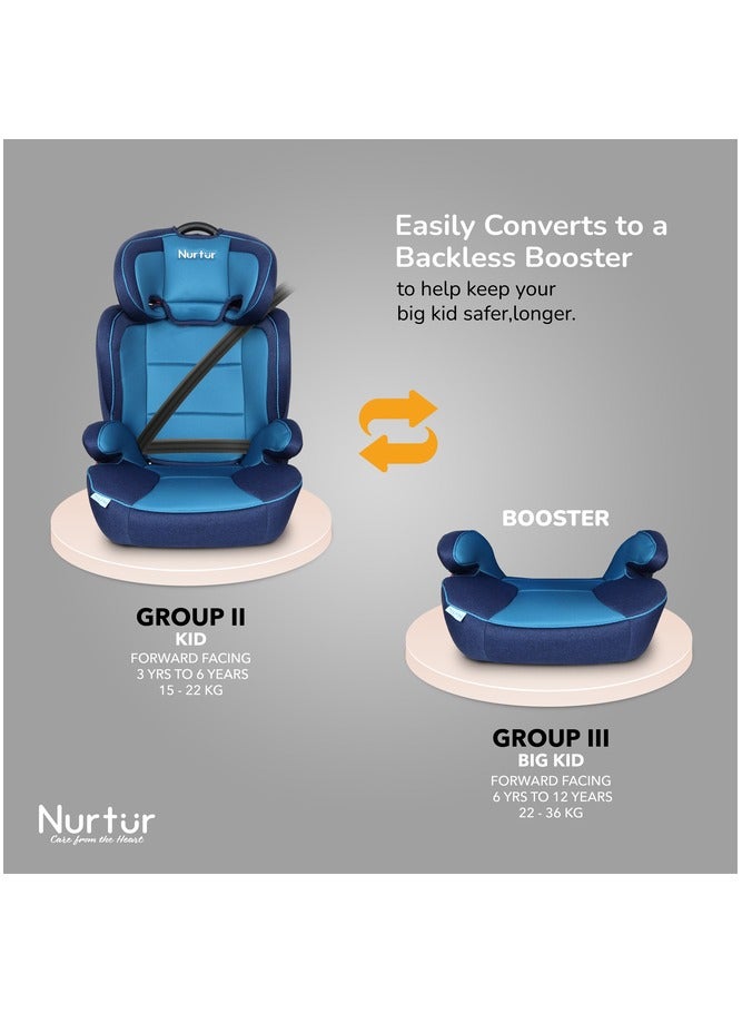 Jupiter Kids 3in1 Car Seat Booster Seat Adjustable Backrest Extra Protection 5Point Safety Harness 9 months to 12 years Upto 36kg Official Product