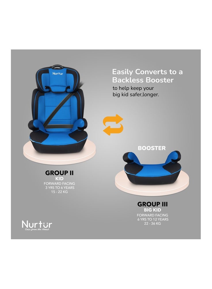 Jupiter BabyKids 3in1 Car Seat Booster Seat Adjustable Backrest Extra Protection 5Point Safety Harness 9 months to 12 years Upto 36kg Official Product