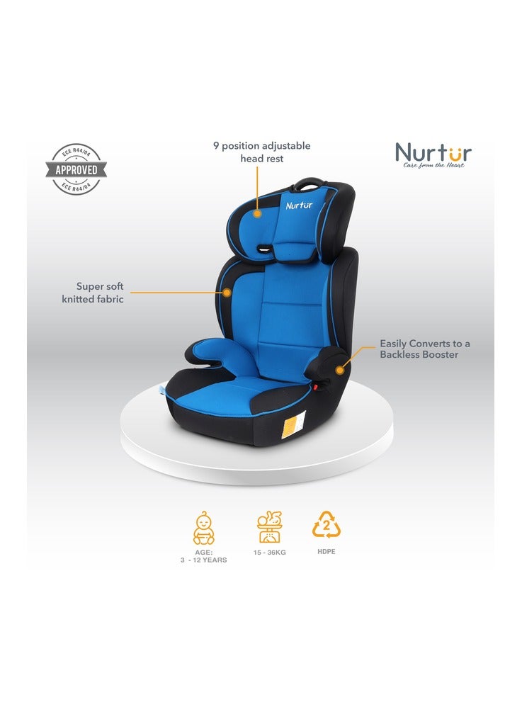 Jupiter BabyKids 3in1 Car Seat Booster Seat Adjustable Backrest Extra Protection 5Point Safety Harness 9 months to 12 years Upto 36kg Official Product