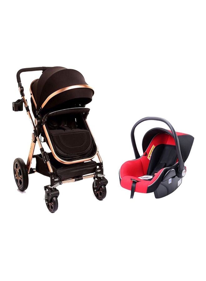 4-In-1 Luxury Stroller Travel System - Black/Red