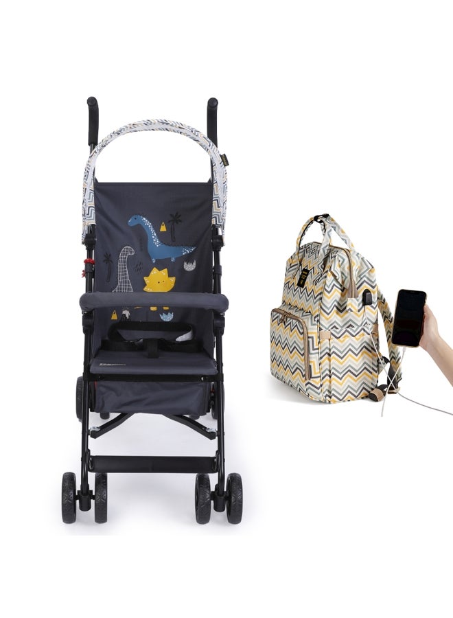 Stroller And Diaper Bag - Yellow Wave