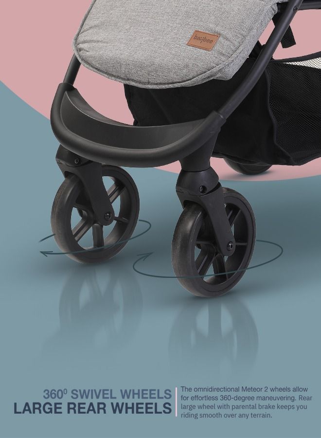 Infant Baby Pram Stroller for Newborn Babies with Aluminium Frame 3 Position Adjustable Seat Canopy Bassinet Large Wheels Baby Stroller for Baby Toddlers 0 to 3 Years Boy Girl Grey