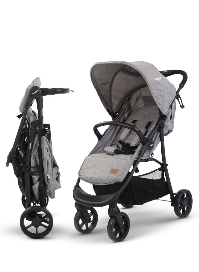 Infant Baby Pram Stroller for Newborn Babies with Aluminium Frame 3 Position Adjustable Seat Canopy Bassinet Large Wheels Baby Stroller for Baby Toddlers 0 to 3 Years Boy Girl Grey