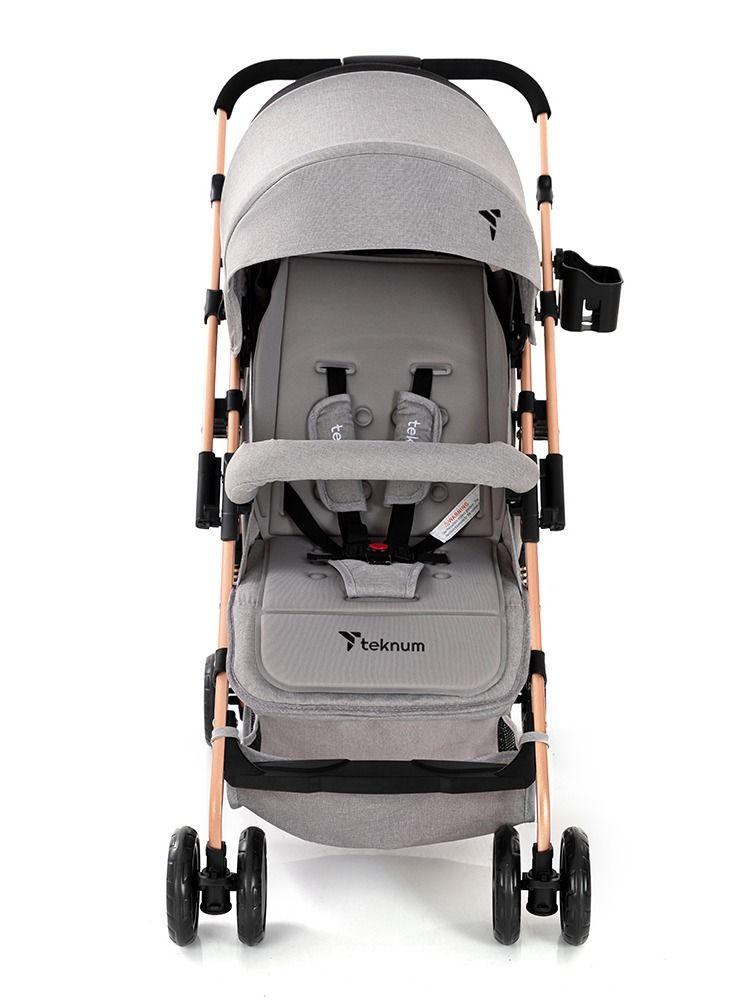 Reversible Trip Stroller With Ace Diaper Bag And 5-point Safety Harness - Grey