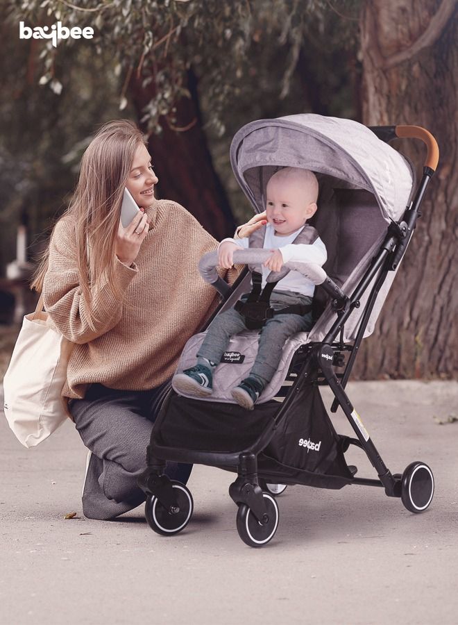 Baybee Infant Baby Pram Stroller for Newborn Babies with Metal Frame 3 Position Adjustable Seat Canopy  Bassinet Large Wheels Travel System Stroller For Baby Toddlers 0 to 3 Years Boys Girls Grey