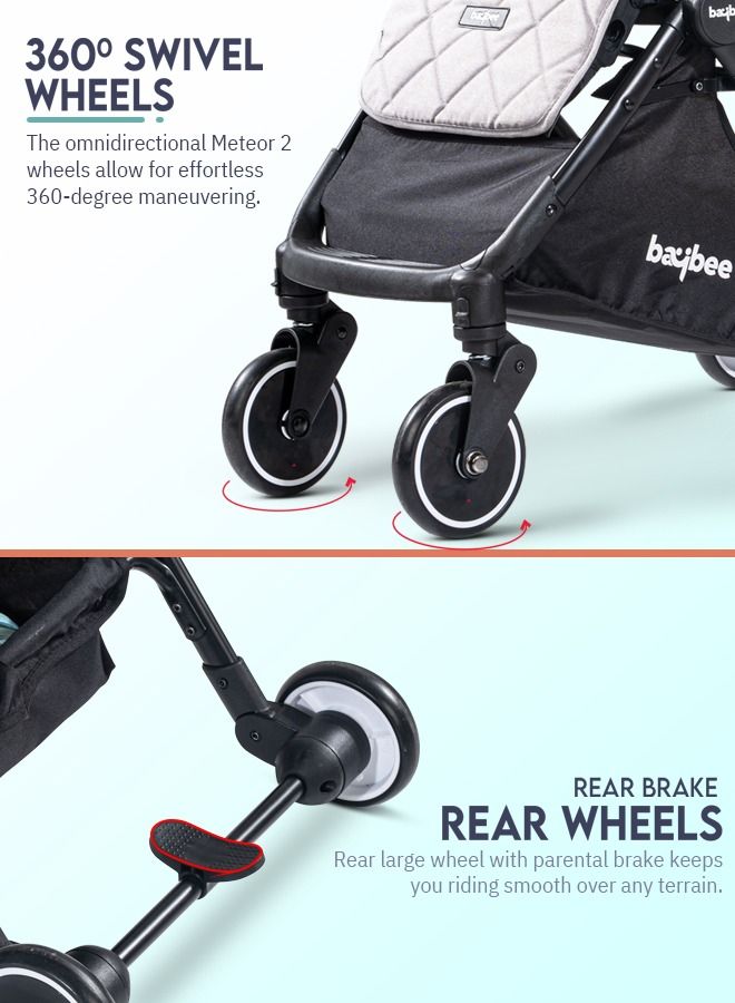 Baybee Infant Baby Pram Stroller for Newborn Babies with Metal Frame 3 Position Adjustable Seat Canopy  Bassinet Large Wheels Travel System Stroller For Baby Toddlers 0 to 3 Years Boys Girls Grey