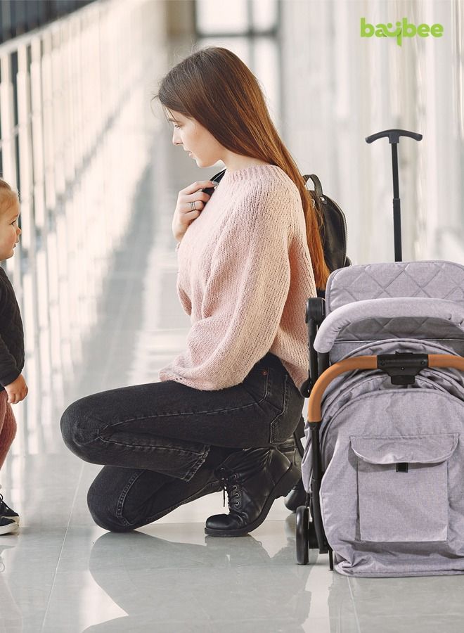 Baybee Infant Baby Pram Stroller for Newborn Babies with Metal Frame 3 Position Adjustable Seat Canopy  Bassinet Large Wheels Travel System Stroller For Baby Toddlers 0 to 3 Years Boys Girls Grey