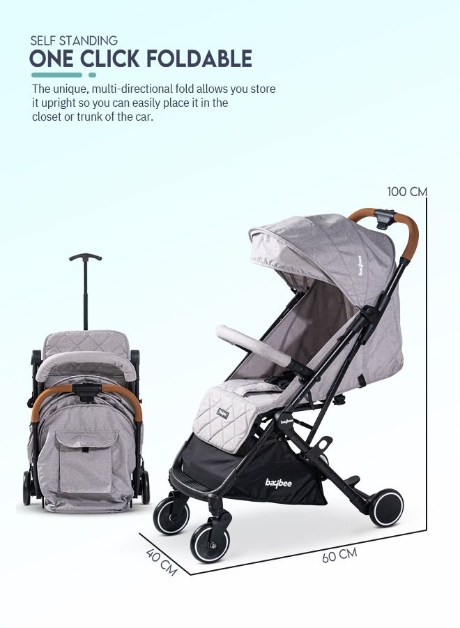 Baybee Infant Baby Pram Stroller for Newborn Babies with Metal Frame 3 Position Adjustable Seat Canopy  Bassinet Large Wheels Travel System Stroller For Baby Toddlers 0 to 3 Years Boys Girls Grey