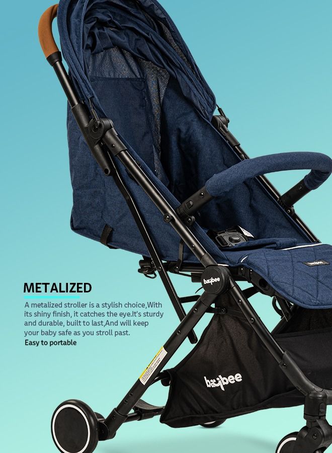 Baybee Convertible Baby Pram Stroller with Car Seat Combo Baby Stroller with Metal Frame Bassinet 3 Position Adjustable Seat Canopy Travel System Stroller For Baby Toddlers 0-3 Years Boys Girls Blue