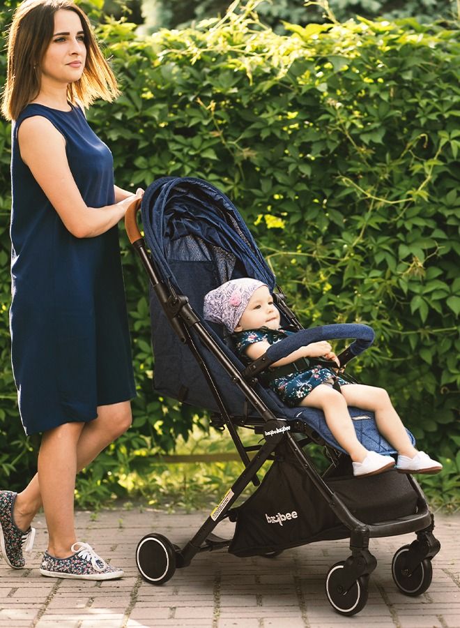 Baybee Convertible Baby Pram Stroller with Car Seat Combo Baby Stroller with Metal Frame Bassinet 3 Position Adjustable Seat Canopy Travel System Stroller For Baby Toddlers 0-3 Years Boys Girls Blue