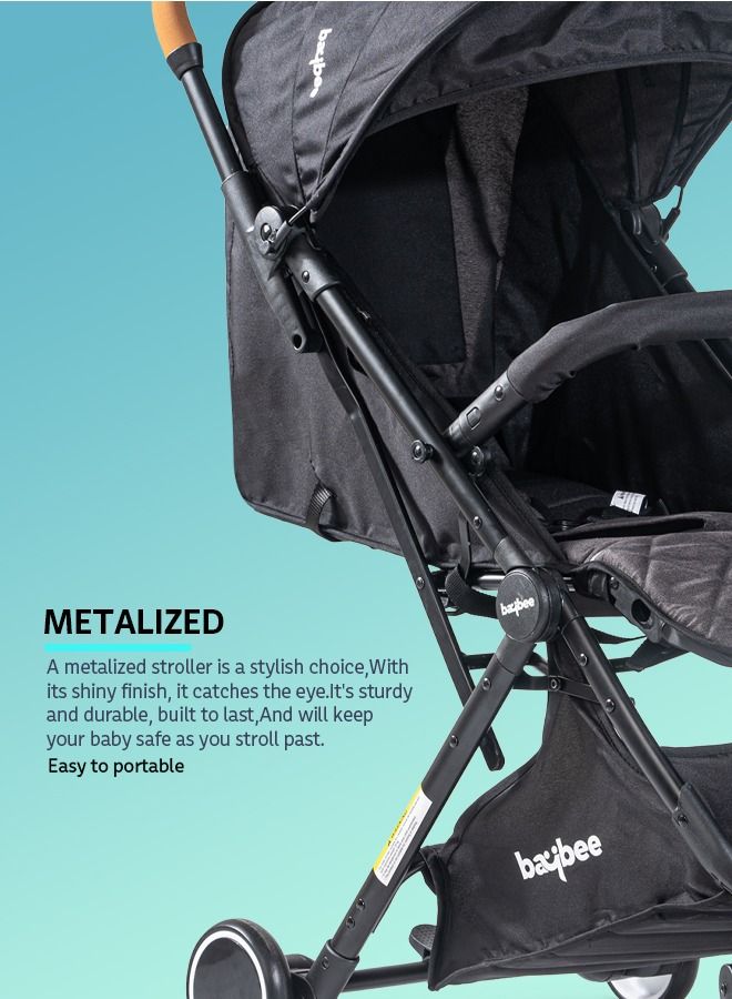 Baybee Convertible Baby Pram Stroller with Car Seat Combo Baby Stroller with Metal Frame Bassinet 3 Position Adjustable Seat Canopy Travel System Stroller For Baby Toddlers 0-3 Years Boys Girls Black