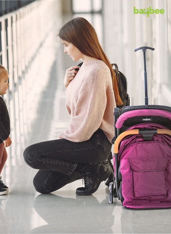 Baybee Infant Baby Pram Stroller for Newborn Babies with Metal Frame 3 Position Adjustable Seat Canopy  Bassinet Large Wheels Travel System Stroller For Baby Toddlers 0 to 3 Years Boys Girls Red