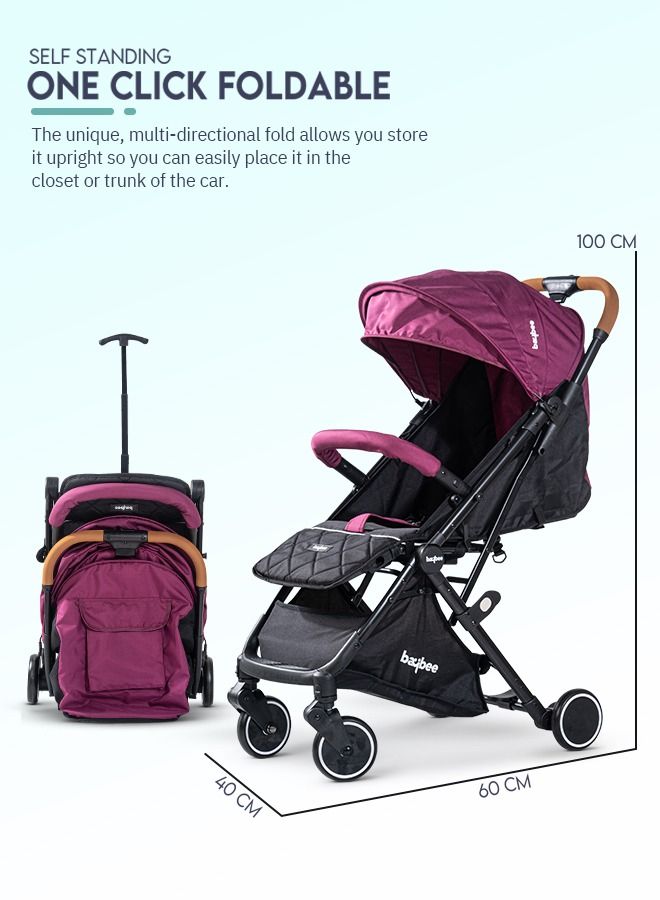 Baybee Infant Baby Pram Stroller for Newborn Babies with Metal Frame 3 Position Adjustable Seat Canopy  Bassinet Large Wheels Travel System Stroller For Baby Toddlers 0 to 3 Years Boys Girls Red