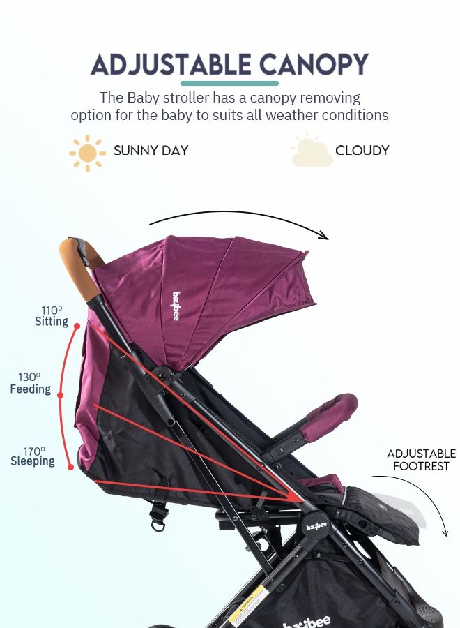 Baybee Infant Baby Pram Stroller for Newborn Babies with Metal Frame 3 Position Adjustable Seat Canopy  Bassinet Large Wheels Travel System Stroller For Baby Toddlers 0 to 3 Years Boys Girls Red