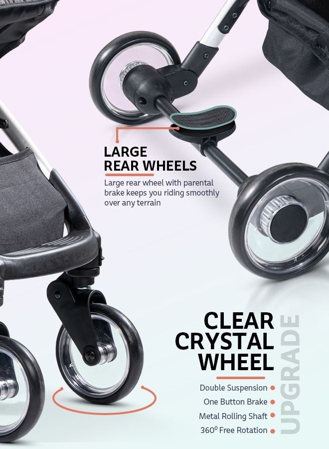 Baybee Infant Baby Pram Stroller for Newborn Babies Foldable Baby Stroller with Aluminium Frame 3 Position Adjustable Seat Canopy Travel System Stroller for Baby Toddlers 0 to 3 Years Boys Girls Black