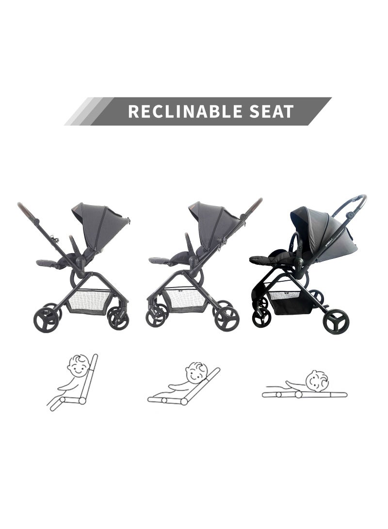 Stroll - 1 Travel System With Reversible Stroller And Compacto Baby Car Seat - Grey