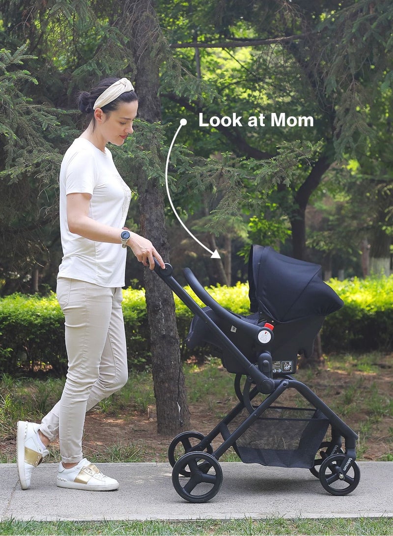 Stroll - 1 Travel System With Reversible Stroller And Compacto Baby Car Seat - Grey