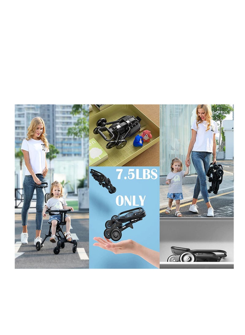 Black Color Baby Stroller for Travel Mini Stroller With Push Bar 4 Wheels for Kids