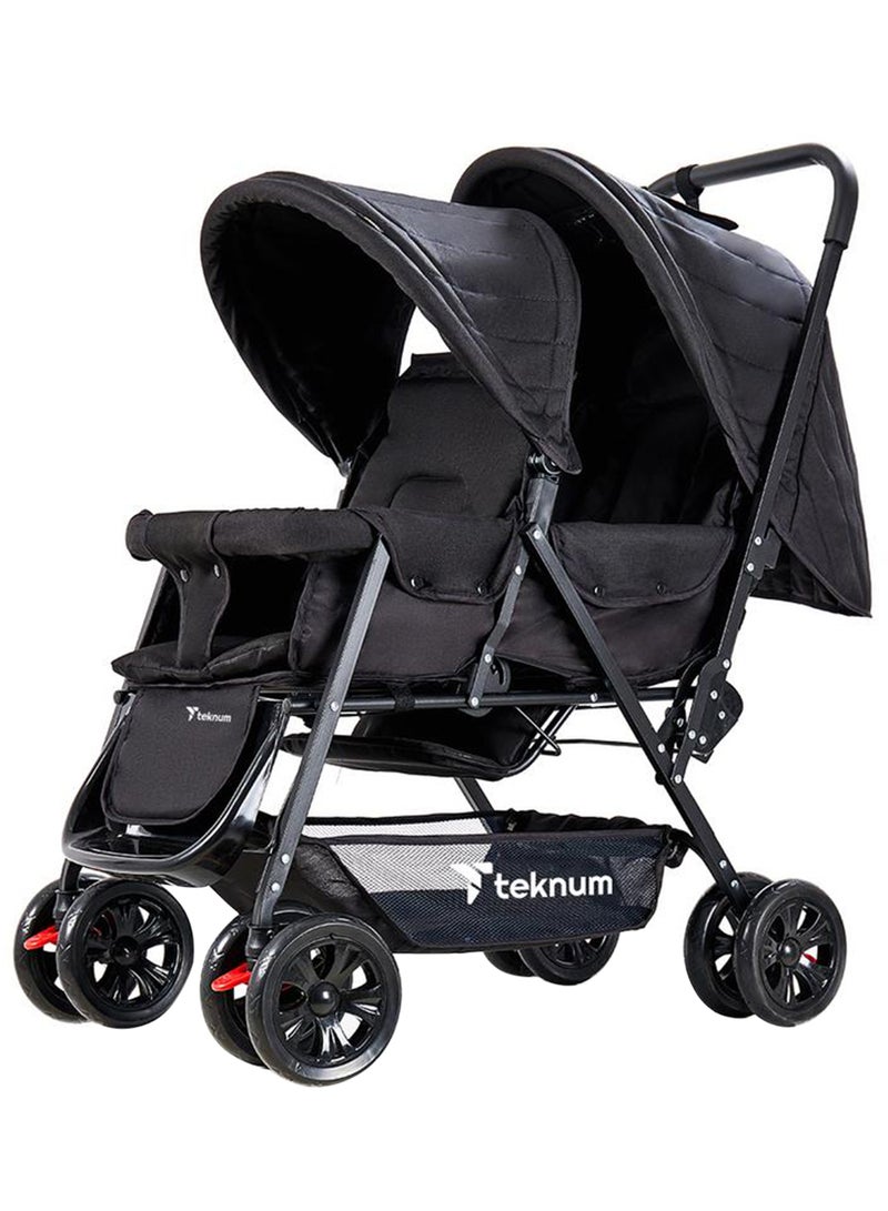 Double Baby Stroller Pram - Black