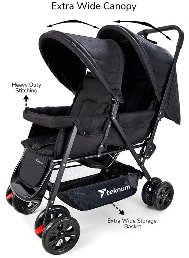 Double Baby Stroller Pram - Black