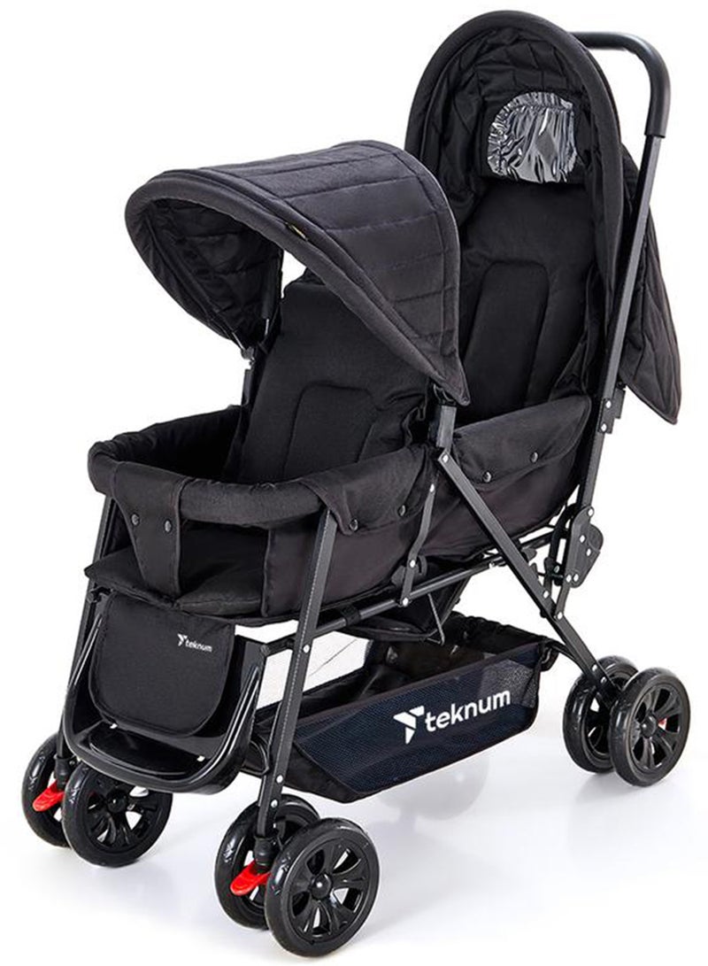 Double Baby Stroller Pram - Black