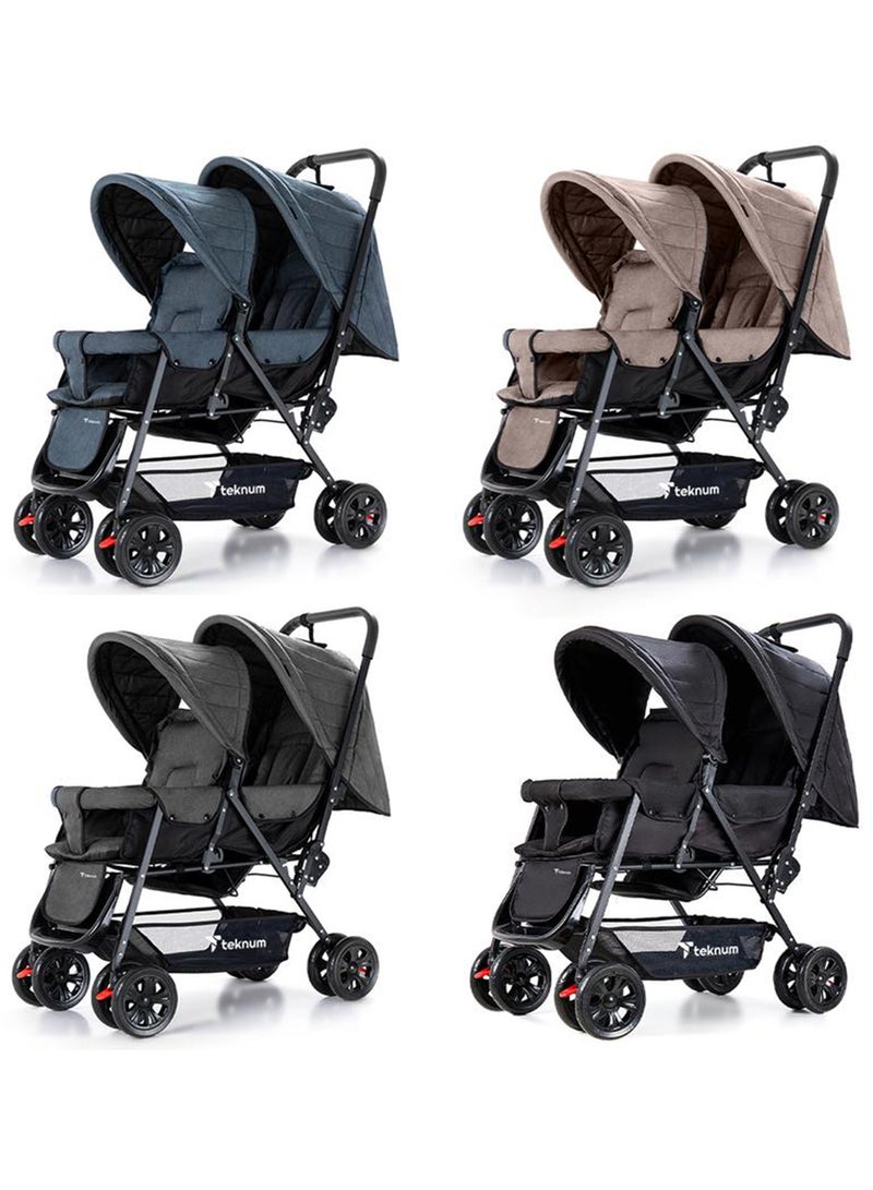 Double Baby Stroller Pram - Black