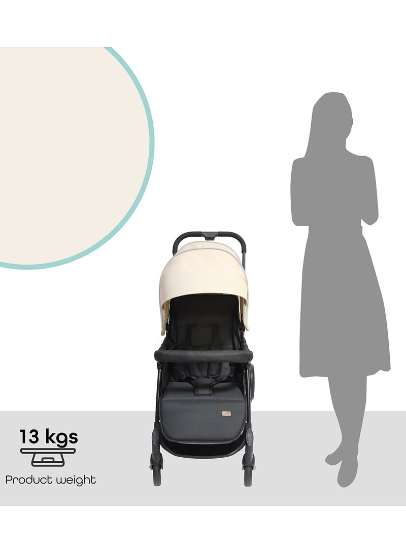 Dois - Twin Stroller - Beige, Twin Baby Stroller Pram