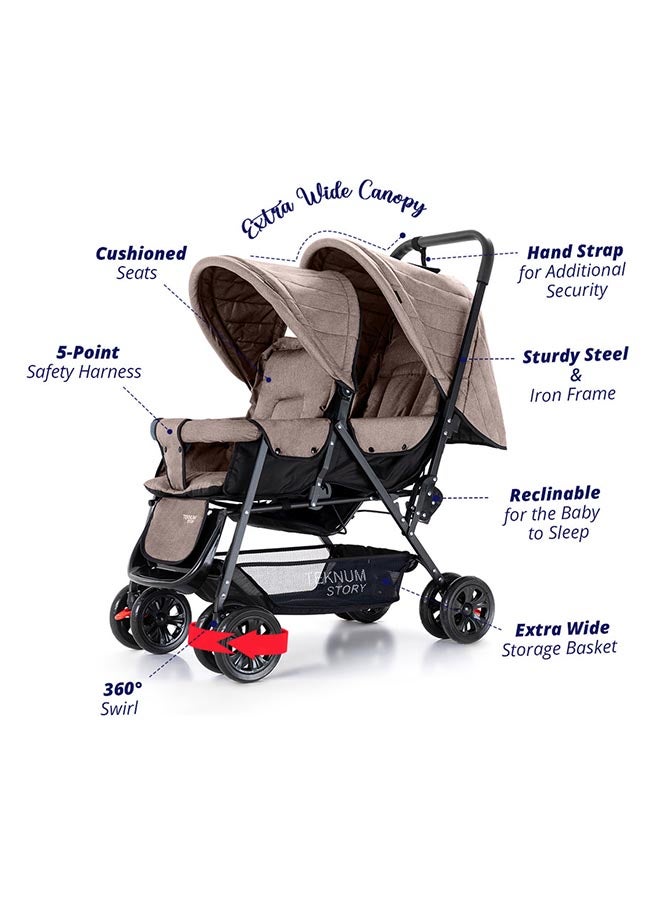 Double Baby Stroller - Multicolour