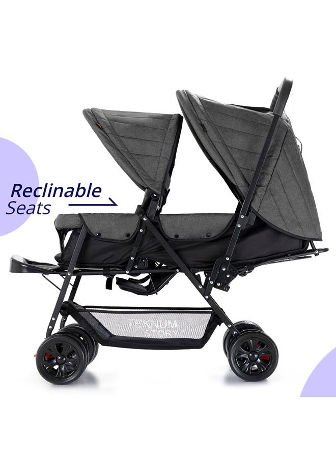 Double Baby Stroller - Dark Grey