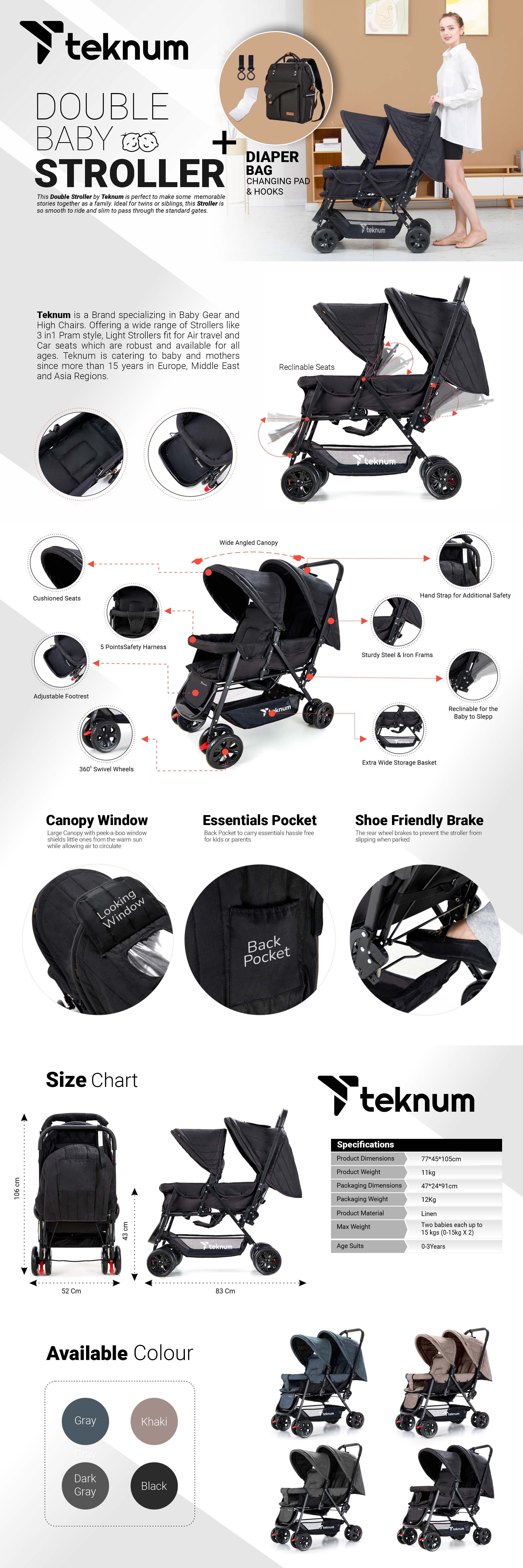 Double Stroller Combo - Black